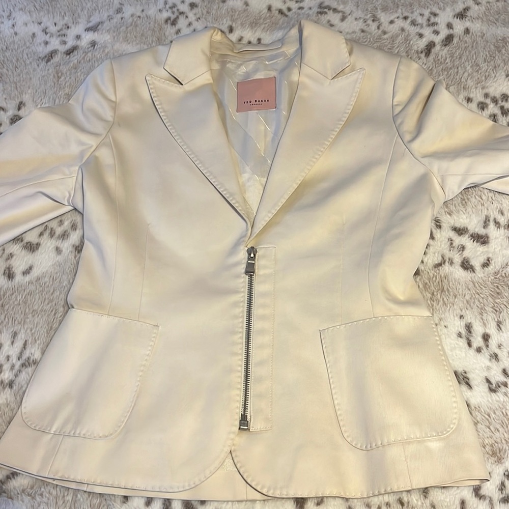 Ted Baker London Cream Blazer with Front Zip